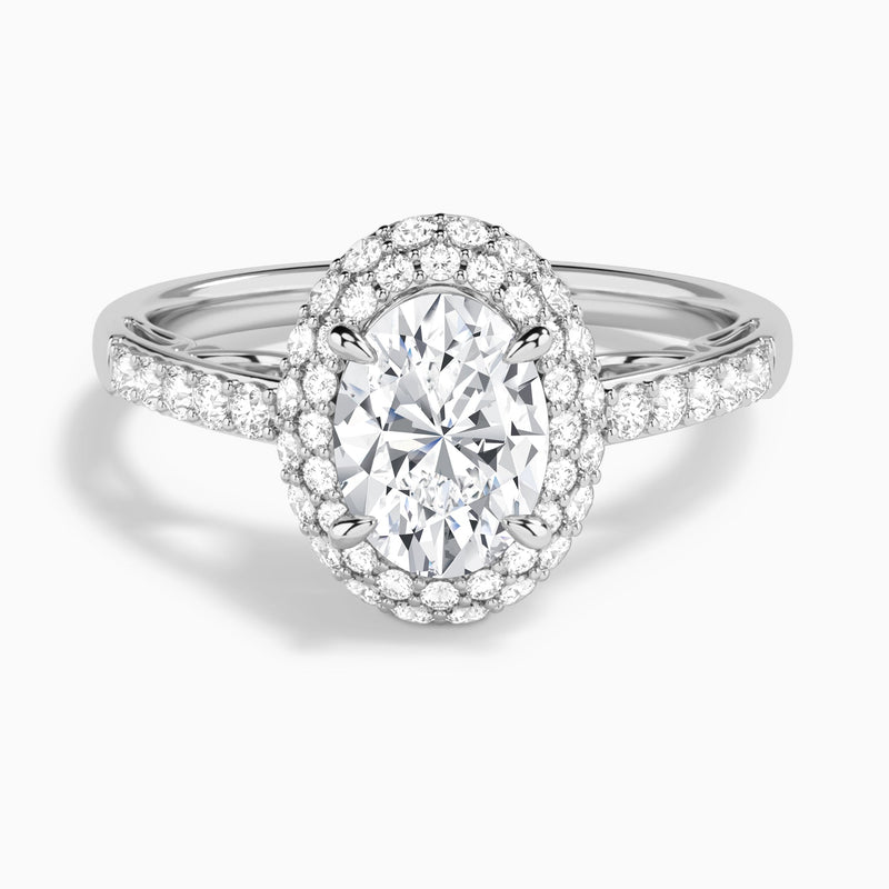 Oval Luxe Regal Halo Lab Diamond Engagement Ring In 18K White Gold - Lucenjuri