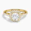 Cushion Luxe Regal Halo Lab Diamond Engagement Ring In 18K Yellow Gold - Lucenjuri