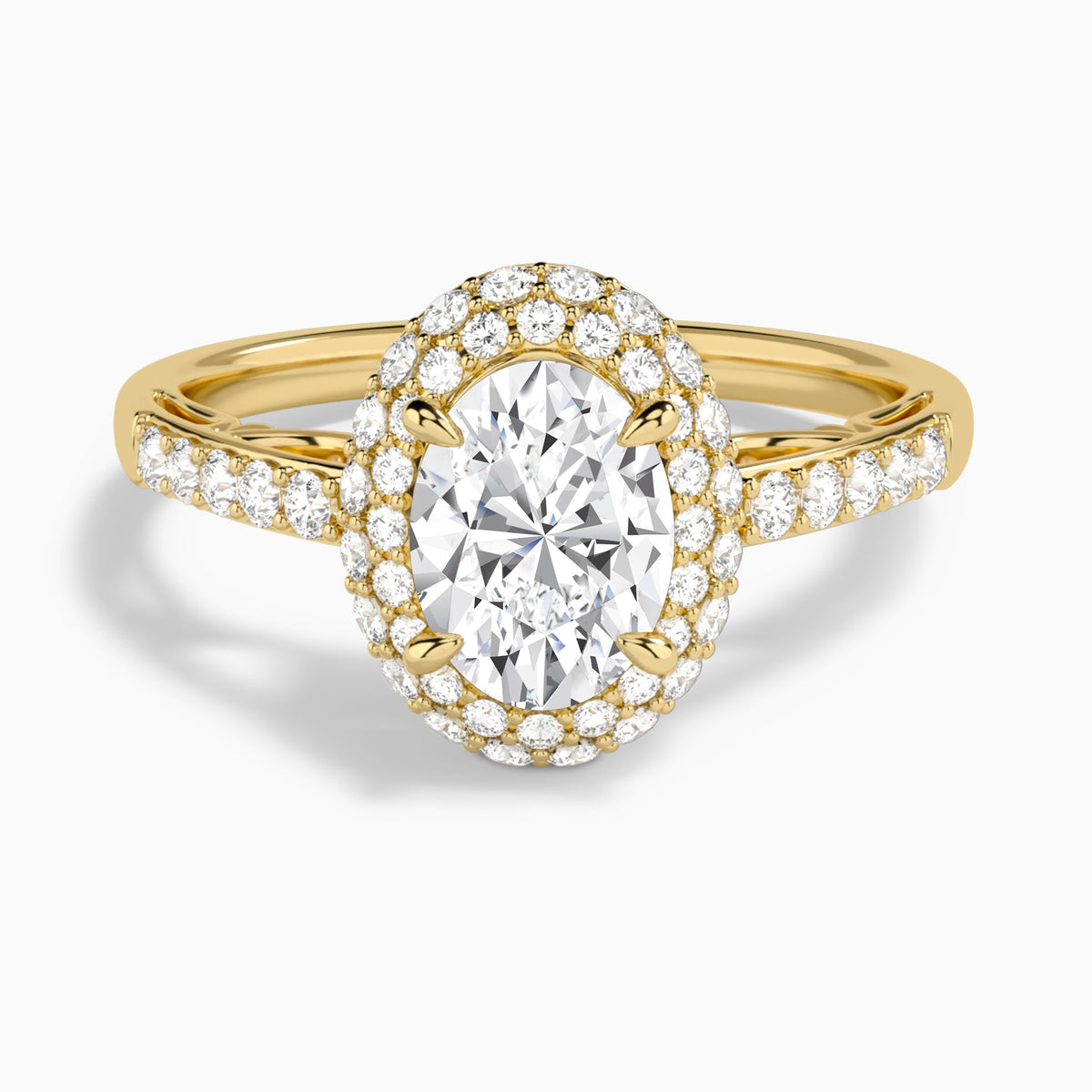 Oval Luxe Regal Halo Lab Diamond Engagement Ring In 18K Yellow Gold - Lucenjuri