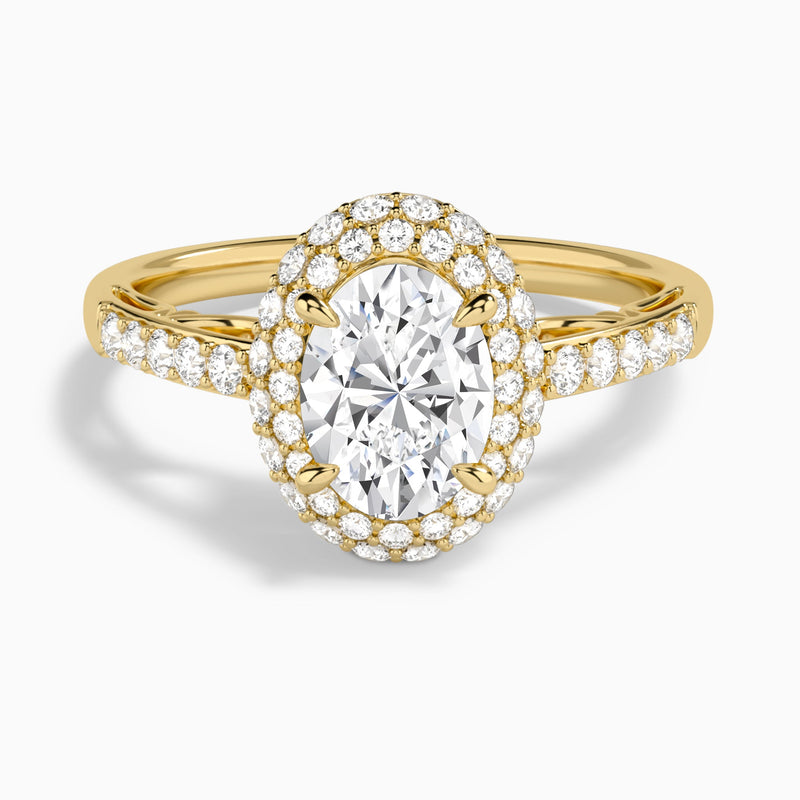 Oval Luxe Regal Halo Lab Diamond Engagement Ring In 14K Yellow Gold - Lucenjuri