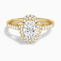 Oval Luxe Regal Halo Lab Diamond Engagement Ring In 14K Yellow Gold - Lucenjuri
