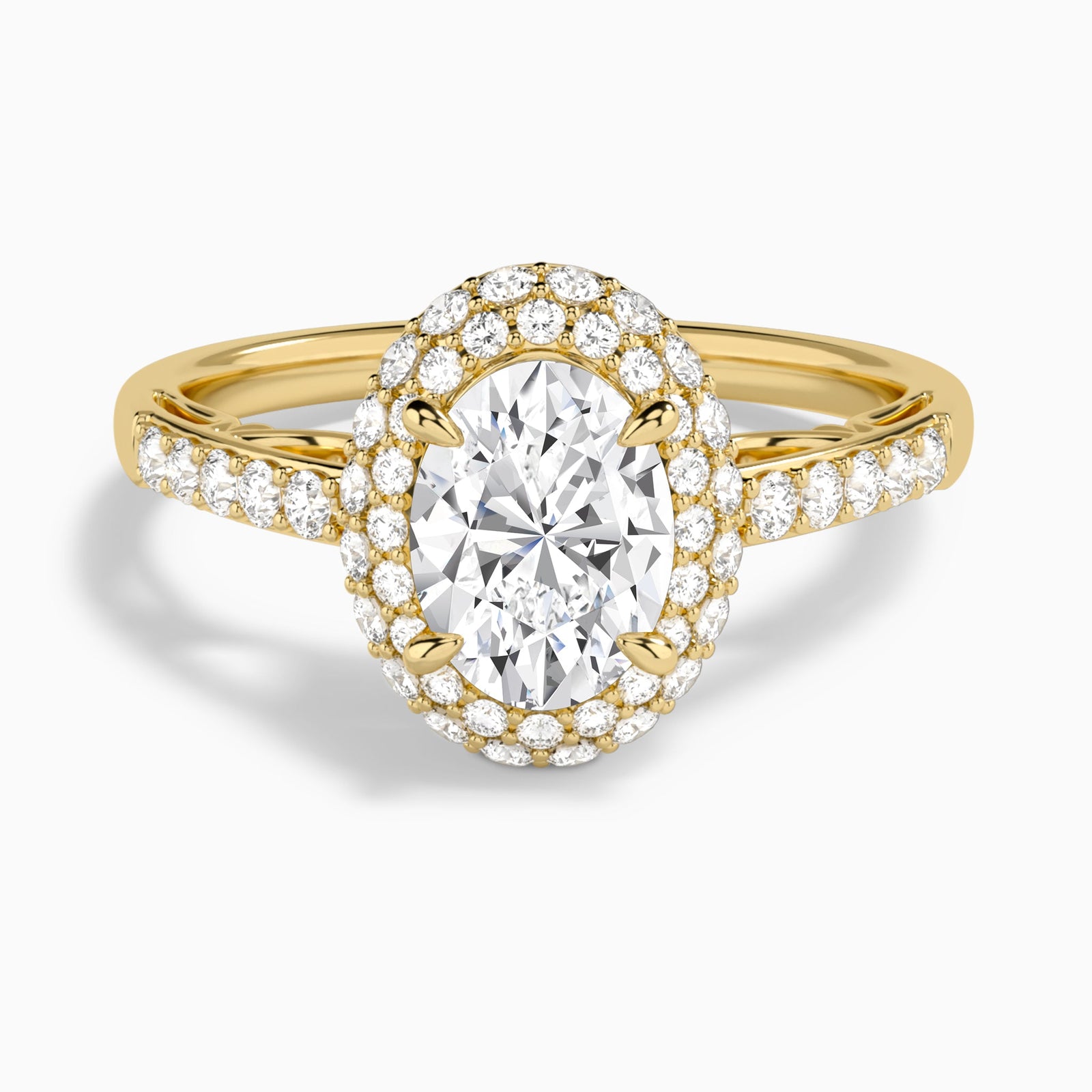 Oval Luxe Regal Halo Lab Diamond Engagement Ring In 14K Yellow Gold - Lucenjuri