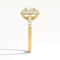 Oval Luxe Regal Halo Lab Diamond Engagement Ring In 14K Yellow Gold, Side View