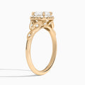 Asscher Hyacinth Halo Lab Grown Diamond Engagement Ring In 14K Rose Gold, Angle View