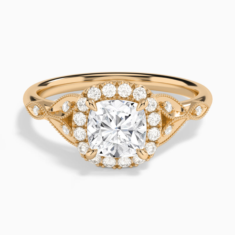 Cushion Hyacinth Halo Lab Grown Diamond Engagement Ring In 14K Rose Gold - Lucenjuri