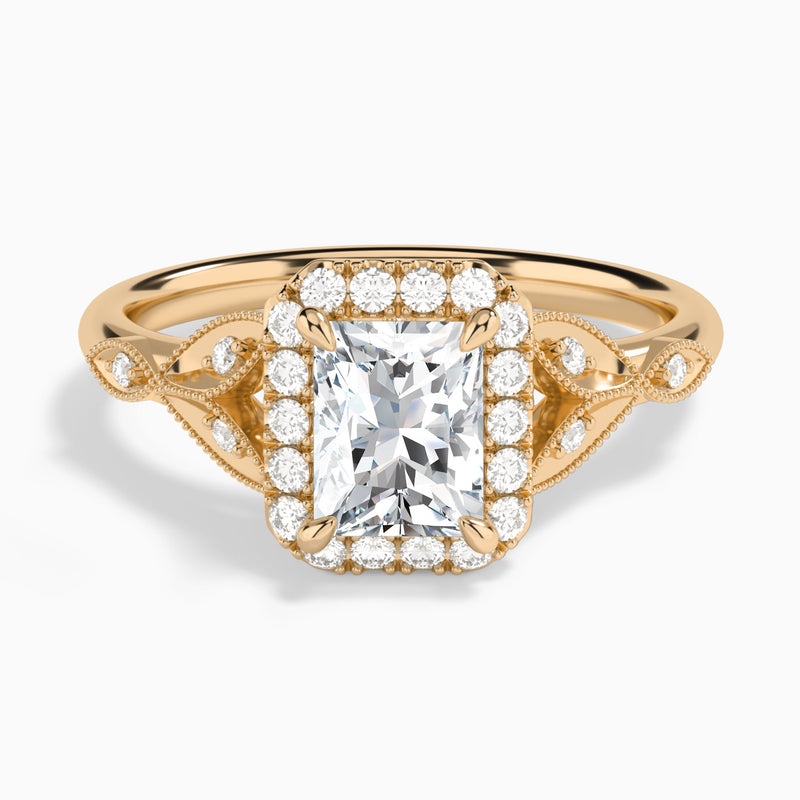 Radiant Hyacinth Halo Lab Grown Diamond Engagement Ring In 14K Rose Gold - Lucenjuri