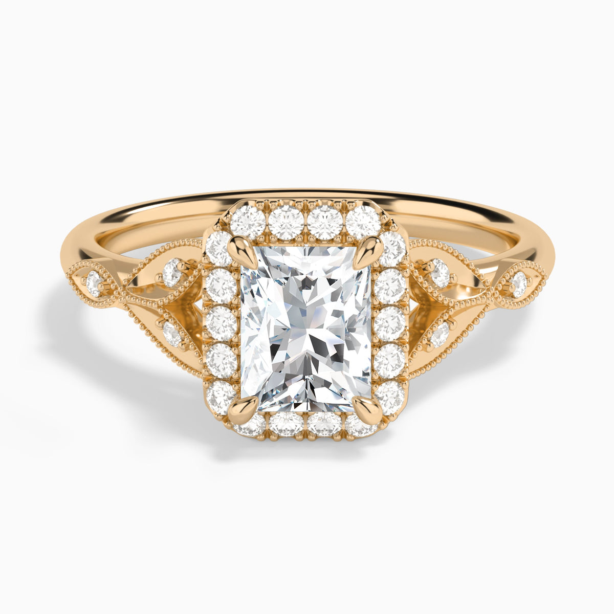 Radiant Hyacinth Halo Lab Grown Diamond Engagement Ring In 14K Rose Gold - Lucenjuri