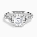 Asscher Hyacinth Halo Lab Grown Diamond Engagement Ring In 14K White Gold - Lucenjuri