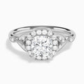 Cushion Hyacinth Halo Lab Grown Diamond Engagement Ring In 14K White Gold - Lucenjuri