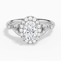 Oval Hyacinth Halo Lab Grown Diamond Engagement Ring In 14K White Gold - Lucenjuri