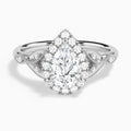 Pear Hyacinth Halo Lab Grown Diamond Engagement Ring In 14K White Gold - Lucenjuri