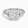 Princess Hyacinth Halo Lab Grown Diamond Engagement Ring In 14K White Gold - Lucenjuri