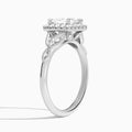 Princess Hyacinth Halo Lab Grown Diamond Engagement Ring In 14K White Gold, Angle View