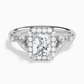 Radiant Hyacinth Halo Lab Grown Diamond Engagement Ring In 14K White Gold - Lucenjuri