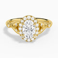 Oval Hyacinth Halo Lab Diamond Engagement Ring In 18K Yellow Gold - Lucenjuri