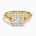 Princess Hyacinth Halo Lab Diamond Engagement Ring In 18K Yellow Gold - Lucenjuri