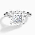 Princess Marquise Cluster Halo Lab Diamond Engagement Ring In 14K White Gold - Lucenjuri