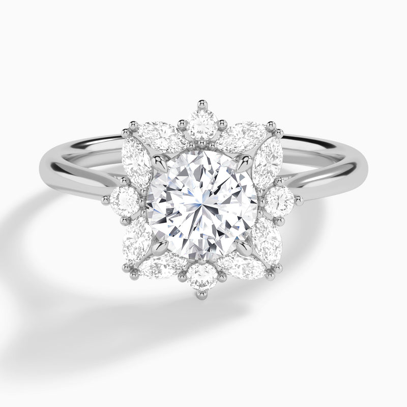 Marquise Cluster Halo Diamond Engagement Ring