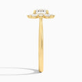 Cushion Marquise Cluster Halo Lab Diamond Engagement Ring In 14K Yellow Gold, Side View