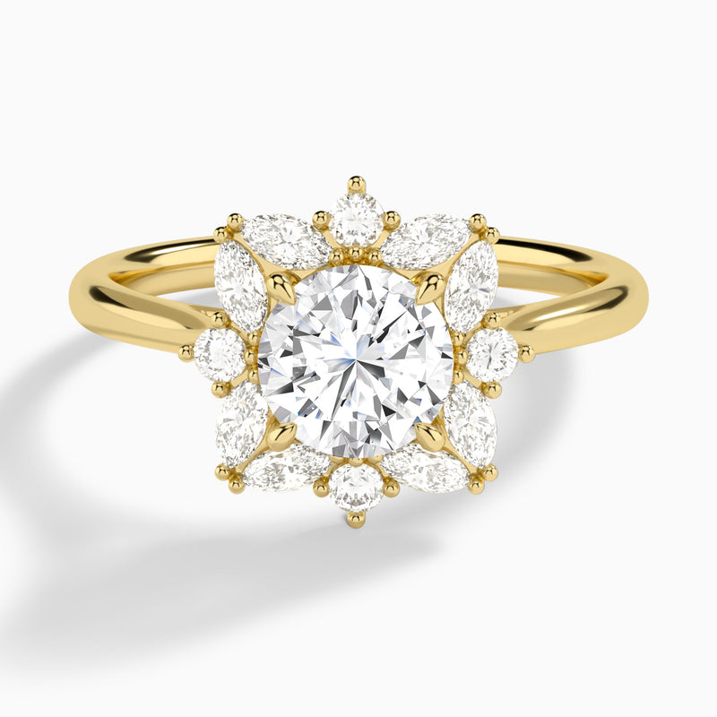 Marquise Cluster Halo Diamond Engagement Ring