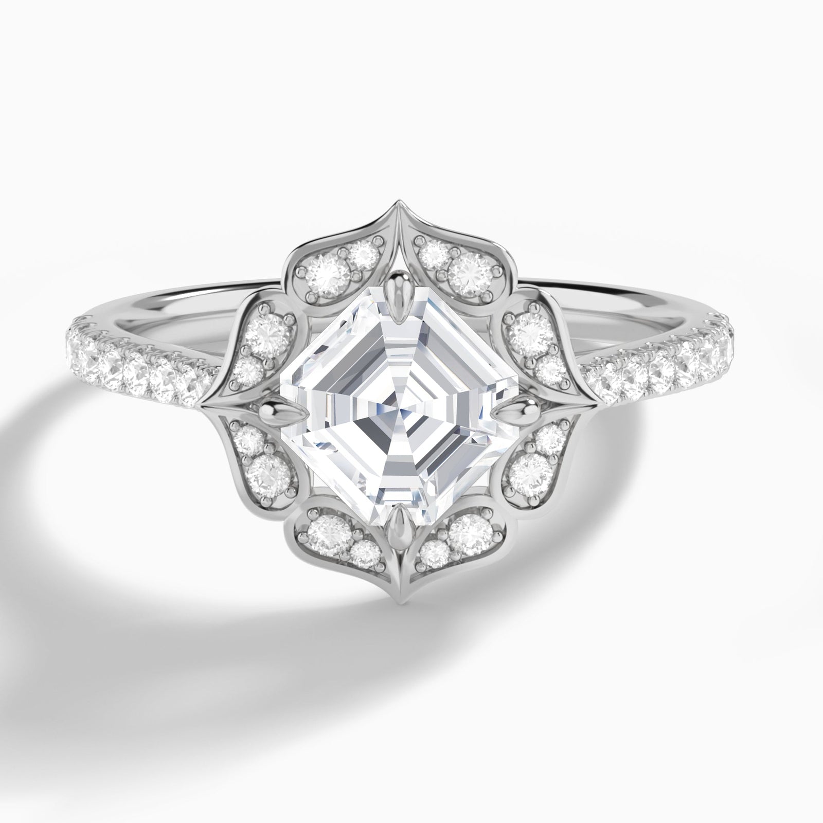 Decorated Halo Diamond Engagement Ring