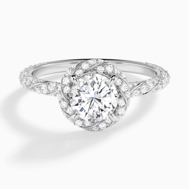 Luxe Josephine Twisted Shank Halo Diamond Engagement Ring