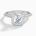 Radiant Luxe Octagon Knife Edge Halo Lab Diamond Engagement Ring In Platinum - Lucenjuri