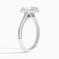Radiant Luxe Octagon Knife Edge Halo Lab Diamond Engagement Ring In Platinum, Angle View