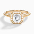 Asscher Luxe Octagon Knife Edge Halo Lab Diamond Engagement Ring In 14K Rose Gold - Lucenjuri