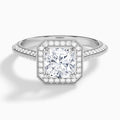 Cushion Luxe Octagon Knife Edge Halo Lab Diamond Engagement Ring In 18K White Gold - Lucenjuri
