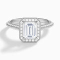 Emerald Luxe Octagon Knife Edge Halo Lab Diamond Engagement Ring In 18K White Gold - Lucenjuri