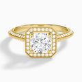 Cushion Luxe Octagon Knife Edge Halo Lab Diamond Engagement Ring In 14K Yellow Gold - Lucenjuri
