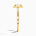 Cushion Luxe Octagon Knife Edge Halo Lab Diamond Engagement Ring In 14K Yellow Gold, Side View
