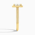 Emerald Luxe Octagon Knife Edge Halo Lab Diamond Engagement Ring In 18K Yellow Gold, Side View