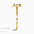 Radiant Luxe Octagon Knife Edge Halo Lab Diamond Engagement Ring In 14K Yellow Gold, Side View