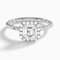 Asscher Halo Cabled Lab Grown Diamond Engagement Ring In Platinum - Lucenjuri