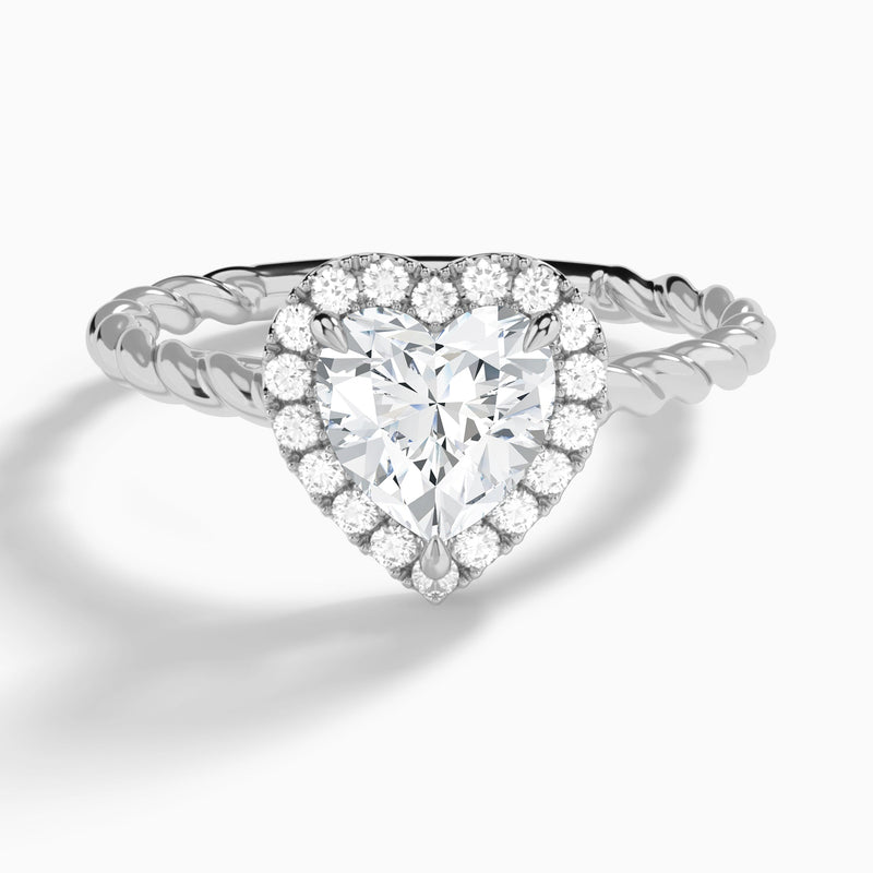 Heart Halo Cabled Lab Grown Diamond Engagement Ring In Platinum - Lucenjuri