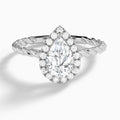 Pear Halo Cabled Lab Grown Diamond Engagement Ring In Platinum - Lucenjuri
