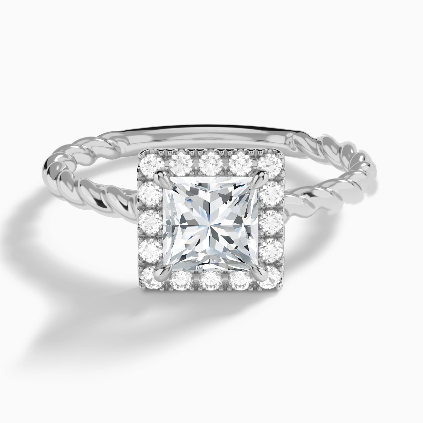 Princess Halo Cabled Lab Grown Diamond Engagement Ring In Platinum - Lucenjuri
