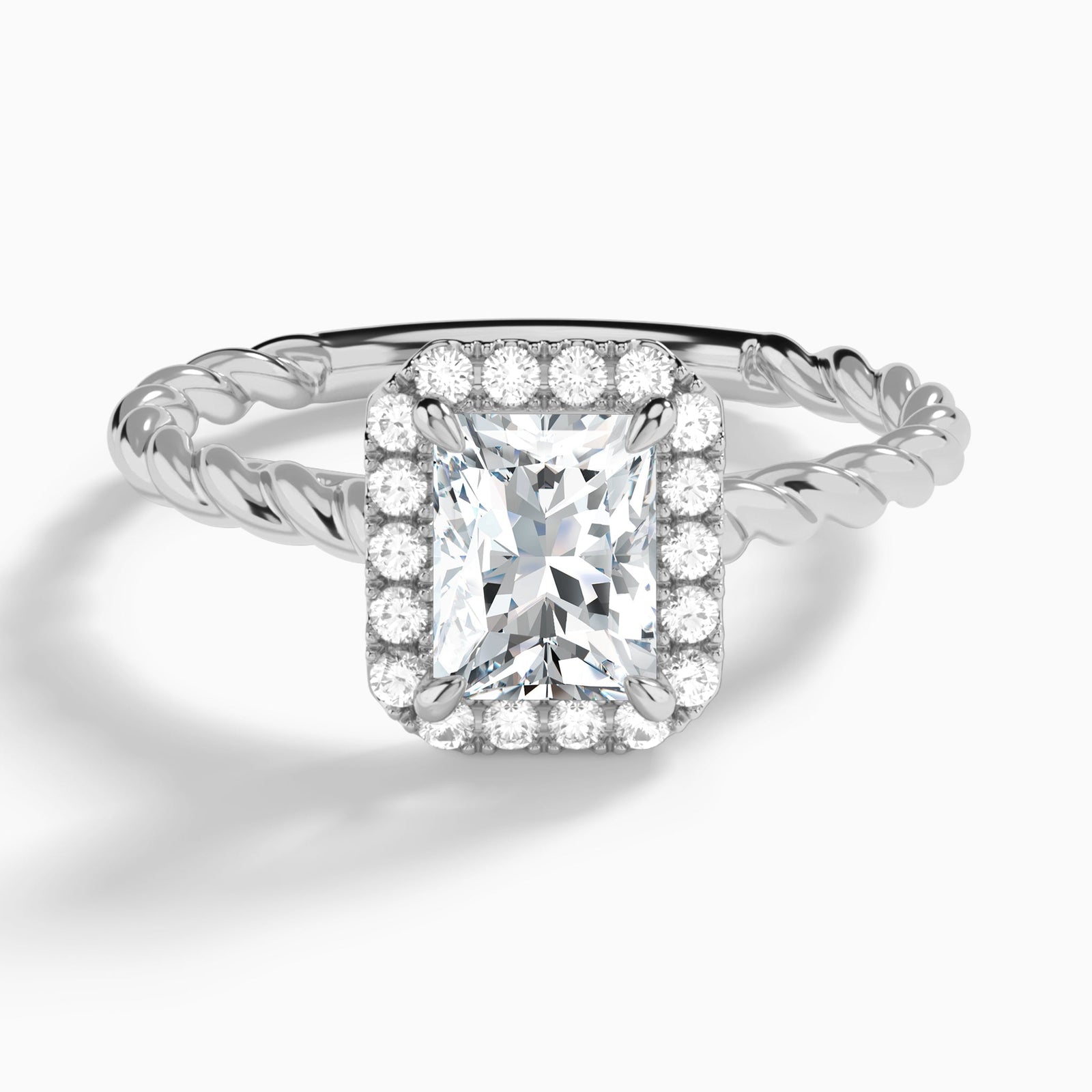 Radiant Halo Cabled Lab Grown Diamond Engagement Ring In Platinum - Lucenjuri