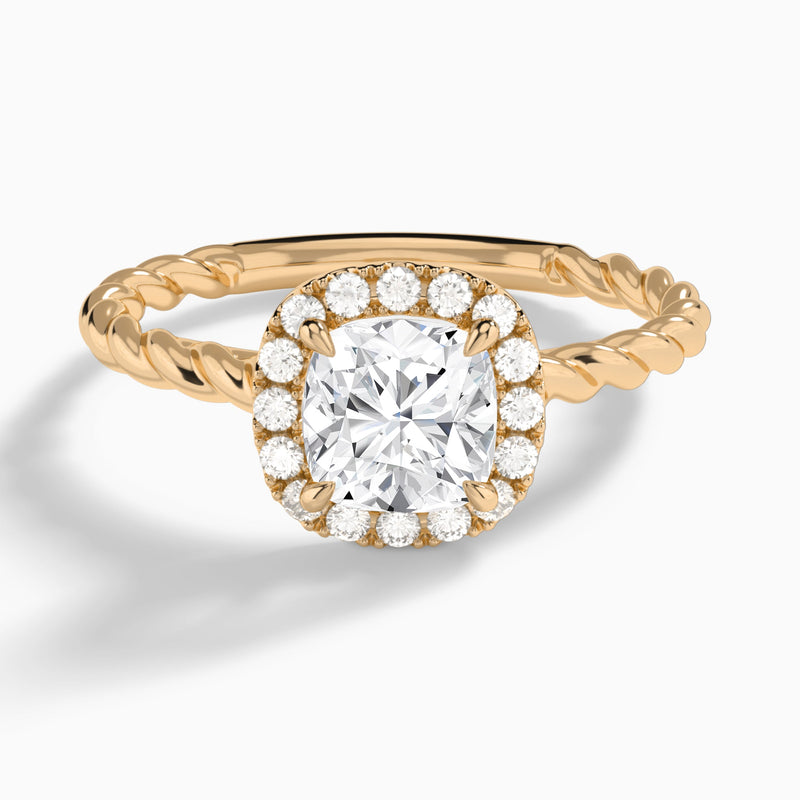 Cushion Halo Cabled Lab Grown Diamond Engagement Ring In 14K Rose Gold - Lucenjuri