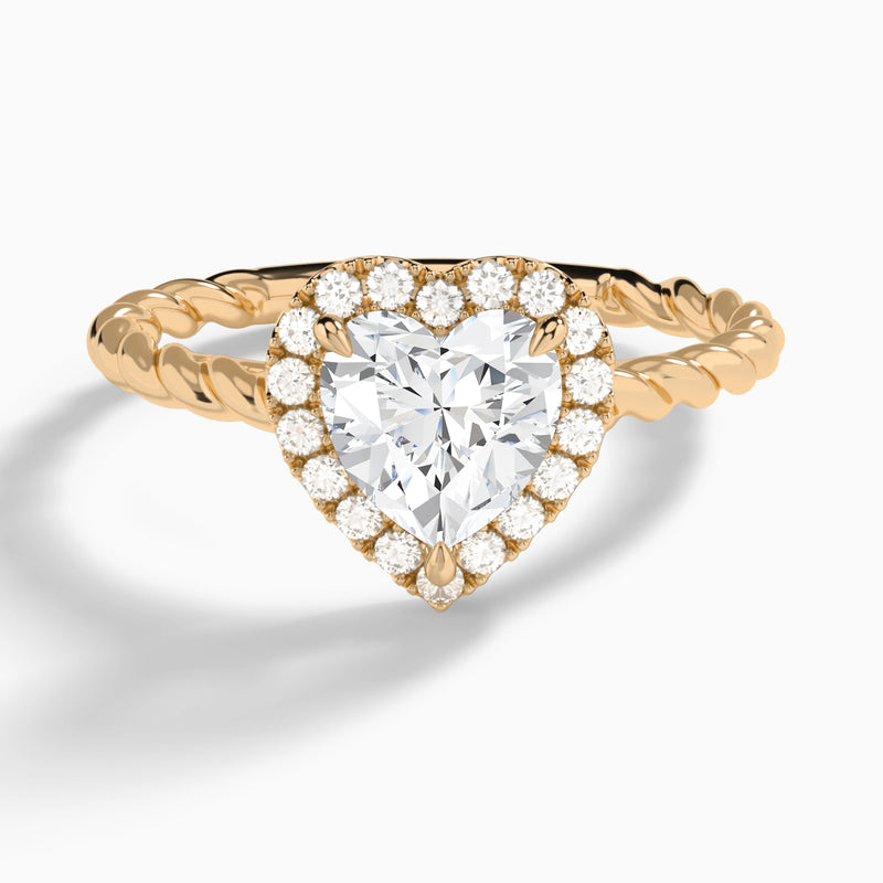 Heart Halo Cabled Lab Grown Diamond Engagement Ring In 14K Rose Gold - Lucenjuri