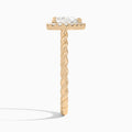 Heart Halo Cabled Lab Grown Diamond Engagement Ring In 14K Rose Gold, Side View