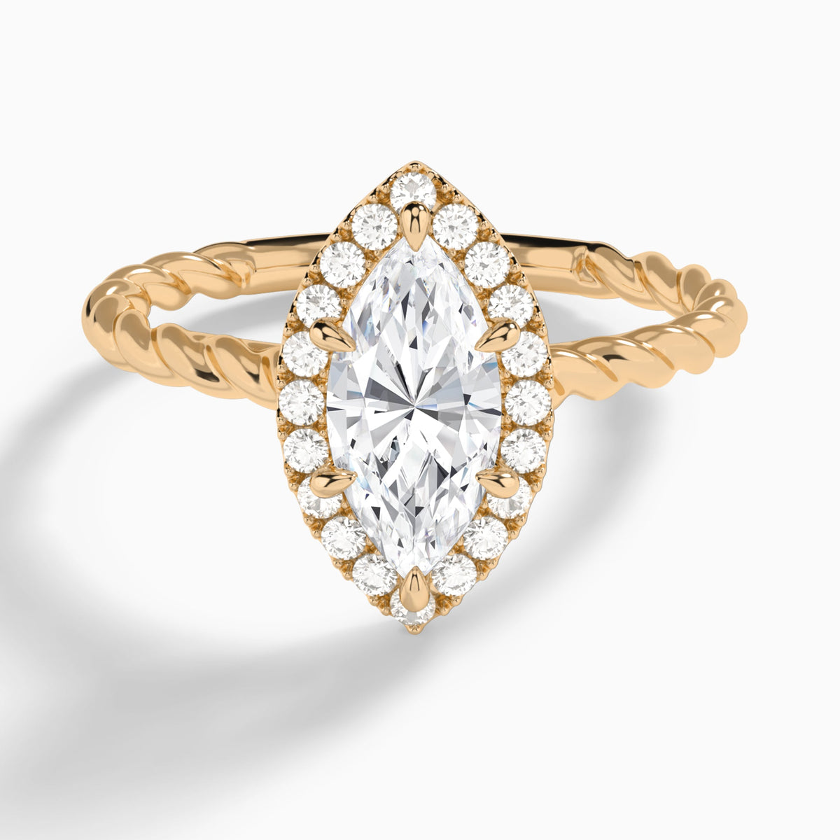 Marquise Halo Cabled Lab Grown Diamond Engagement Ring In 14K Rose Gold - Lucenjuri