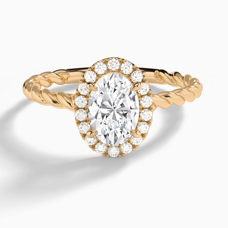 Oval Halo Cabled Lab Grown Diamond Engagement Ring In 14K Rose Gold - Lucenjuri