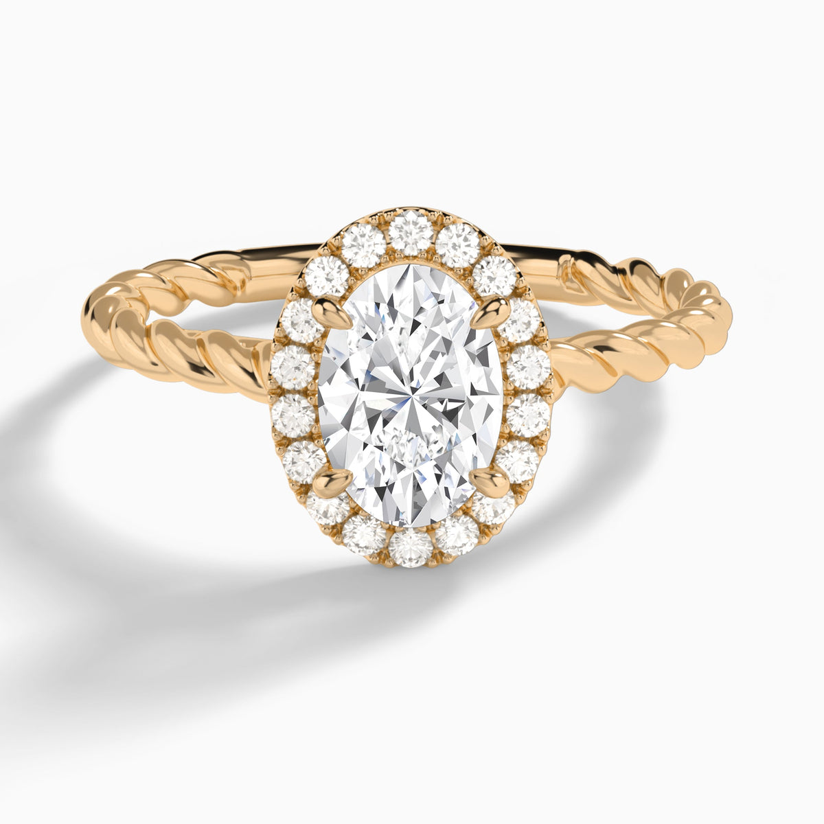 Oval Halo Cabled Lab Grown Diamond Engagement Ring In 14K Rose Gold - Lucenjuri