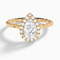Pear Halo Cabled Lab Grown Diamond Engagement Ring In 14K Rose Gold - Lucenjuri