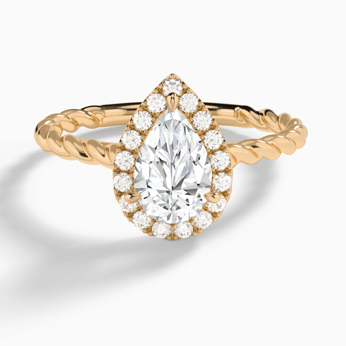 Pear Halo Cabled Lab Grown Diamond Engagement Ring In 14K Rose Gold - Lucenjuri