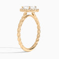 Pear Halo Cabled Lab Grown Diamond Engagement Ring In 14K Rose Gold, Angle View