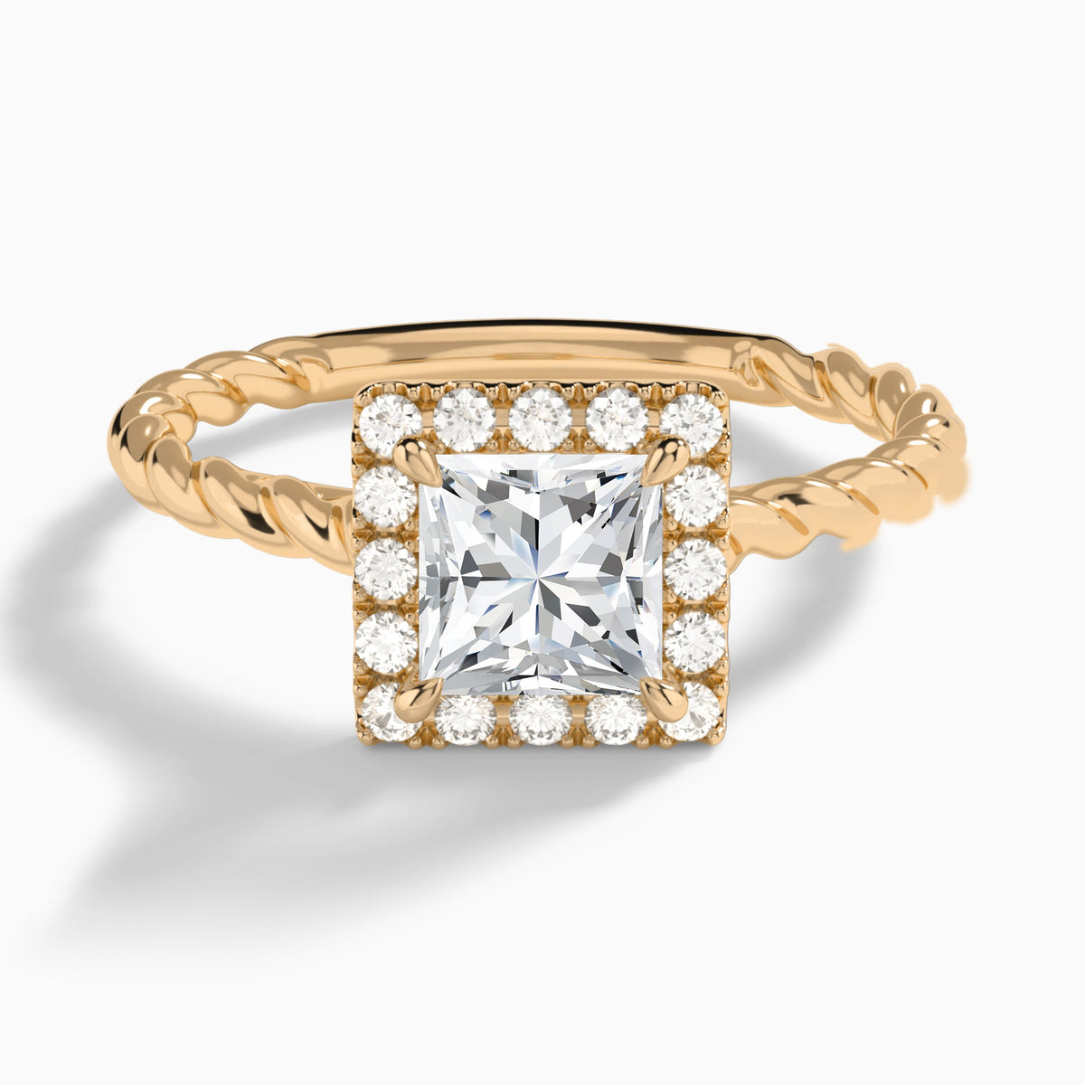 Princess Halo Cabled Lab Grown Diamond Engagement Ring In 14K Rose Gold - Lucenjuri